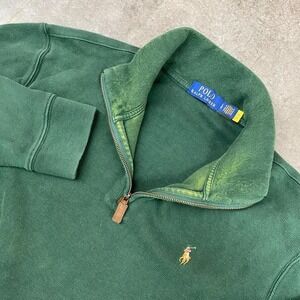 Polo Ralph Lauren Green Quarter Zip Sweatshirt Pullover Mens Size L